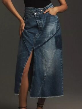 Anthropologie Pilcro Reworked Denim Midi Skirt In Blue - 4